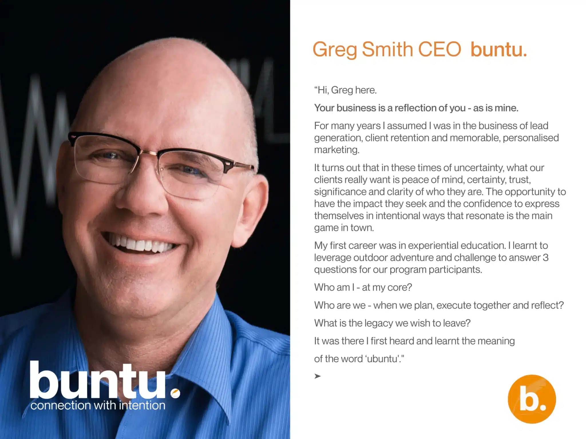 Greg Smith, CEO of Buntu.